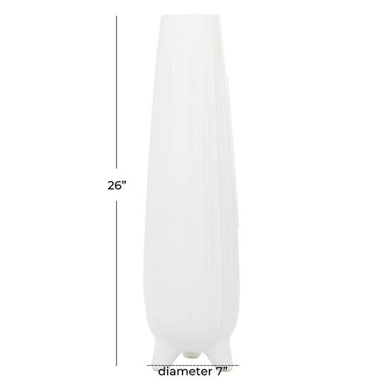 CosmoLiving by Cosmopolitan White Ceramic Contemporary Vase, 7" x 26"